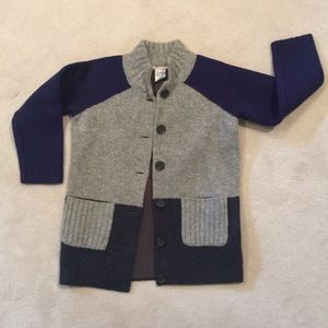 Crew cuts 4/5 wool sweater jacket